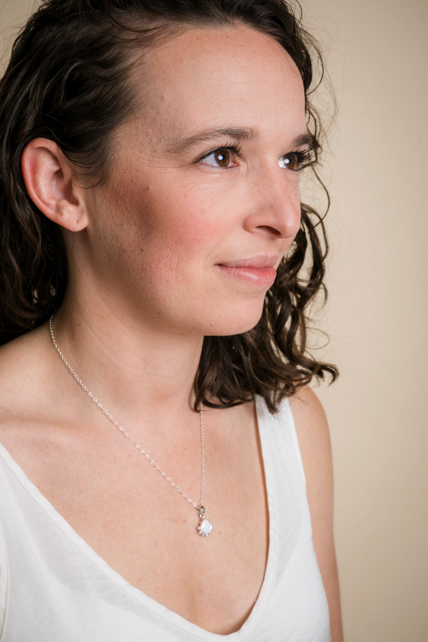 Half Sparkle Teardrop Pendant Silver