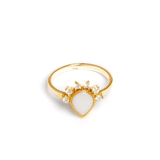 Half Sparkle Teardrop Ring Gold