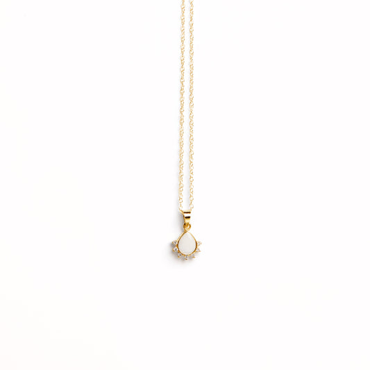 Half Sparkle Teardrop Pendant Gold