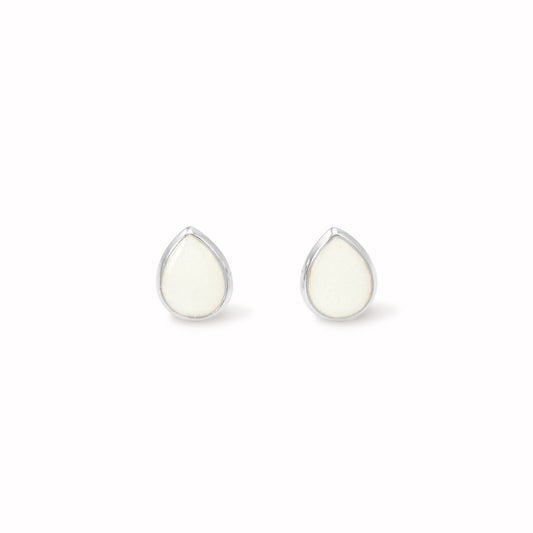 Milk Drop Stud Earrings Silver