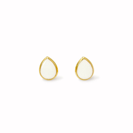 Milk Drop Stud Earrings Gold